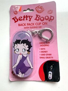 2001 Betty Boop Backpack Clip On Coin Case Keychain NEW Sealed Vintage